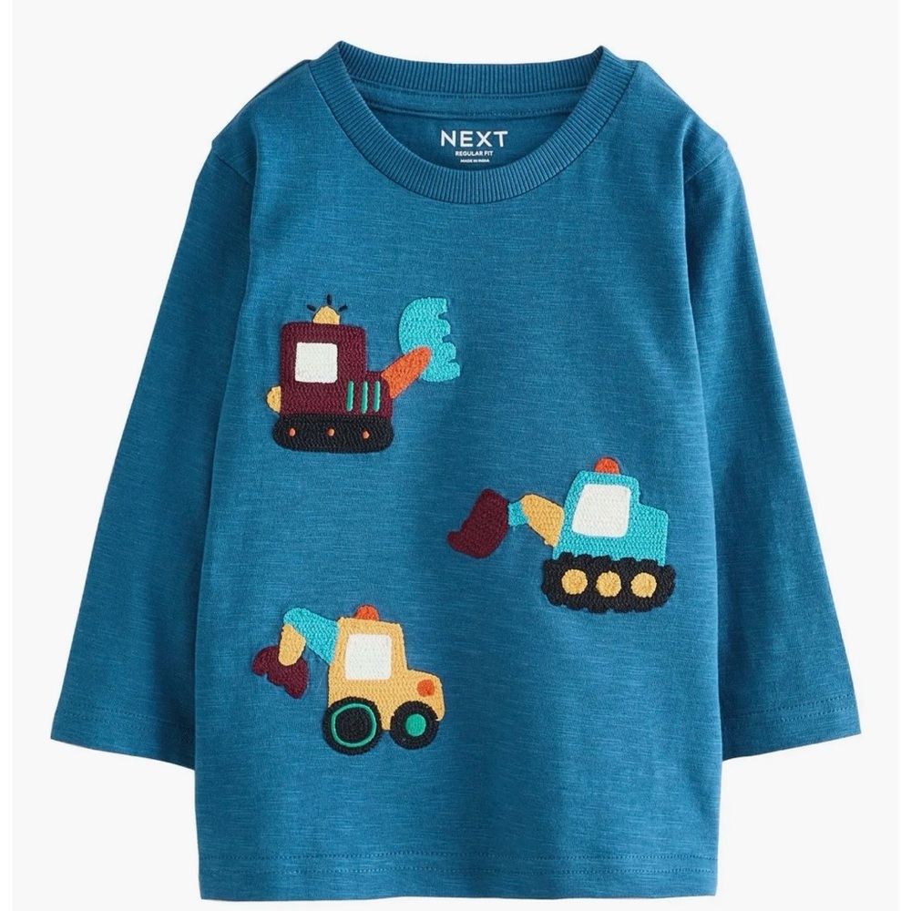 Long Sleeve Digger Appliqué Cotton T-Shirt